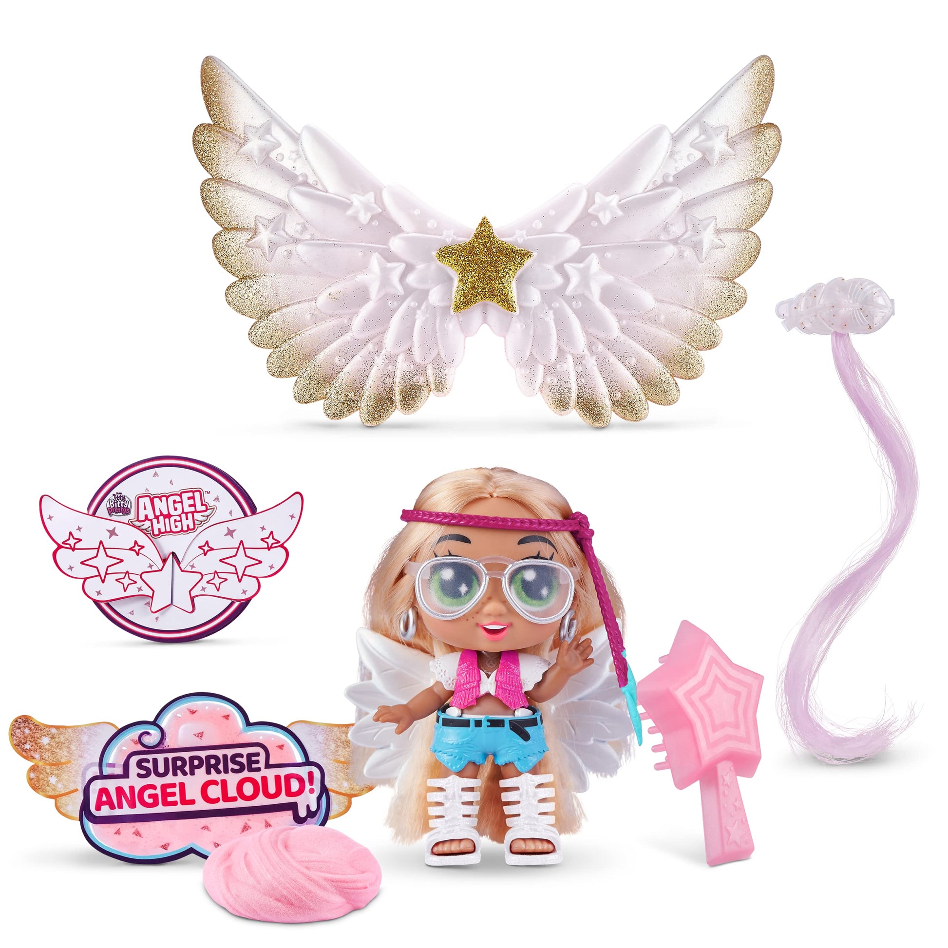 ITTY BITTY PRETTYS Angel High Cara Mello Doll with 10 Surprise Accessories by ZURU, Multicolor