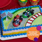 DecoSet® Mario Kart™ Cake Topper, 3 Piece Cake Decoration with Race Kart Toppers & Checkered Flag Decoration, Collectible Character Karts for Hours