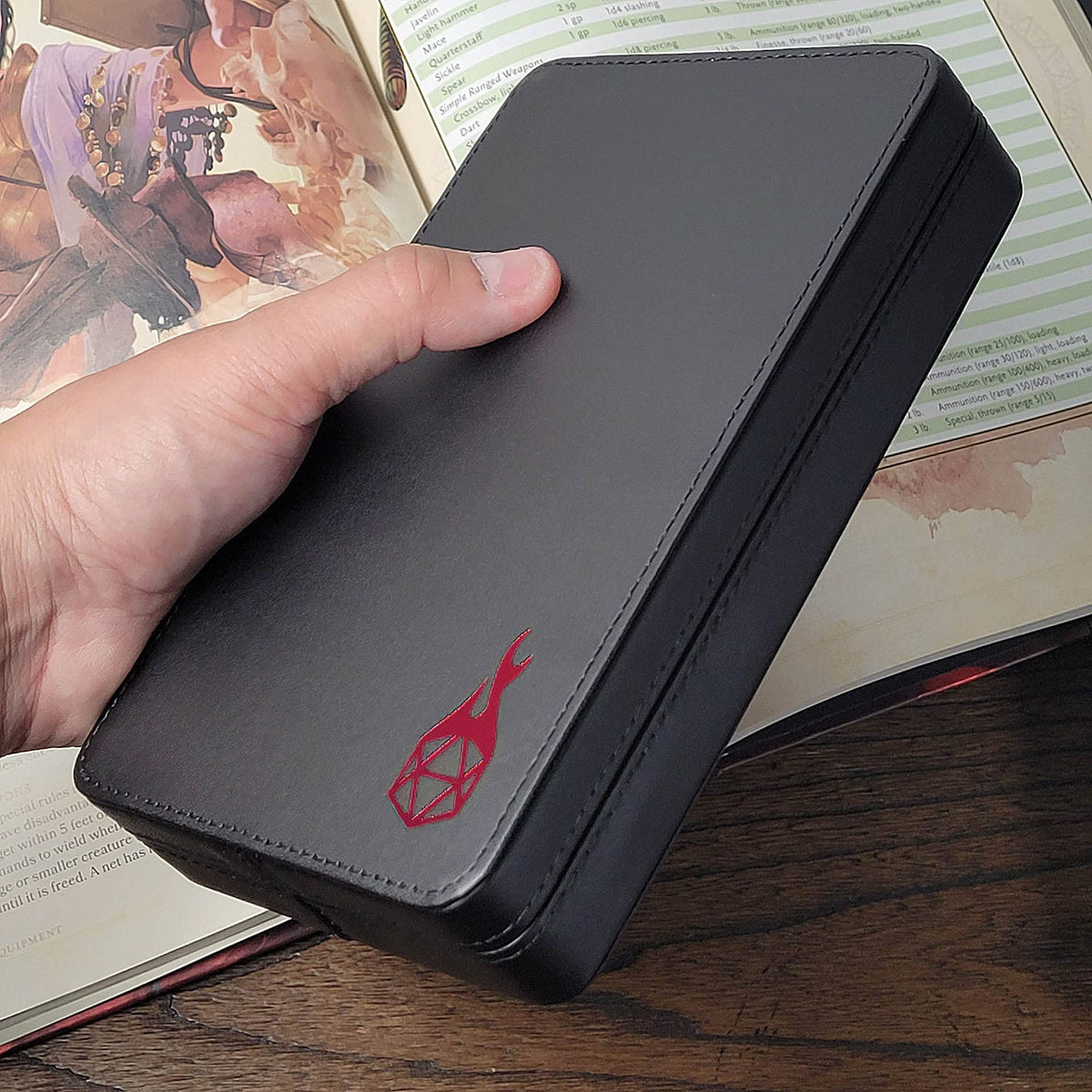 Forged Dice Co. Premium 3-Row Dice Case - Combination Dice Box and Dice Tray - Protects Polyhedral Dice Sets - Felt-Lined Storage Rows - Magnetic Lid