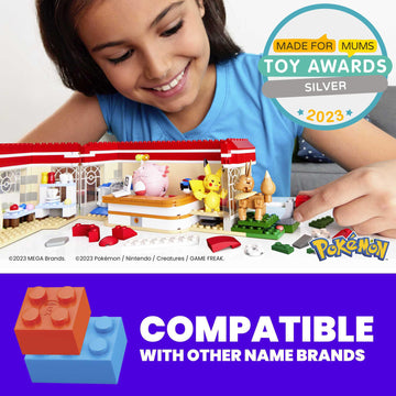 MEGA Pokemon Action Figure Building Toys, Forest Pokemon Center with 648 Pieces, 4 Poseable Characters, Gift Idea for Kids