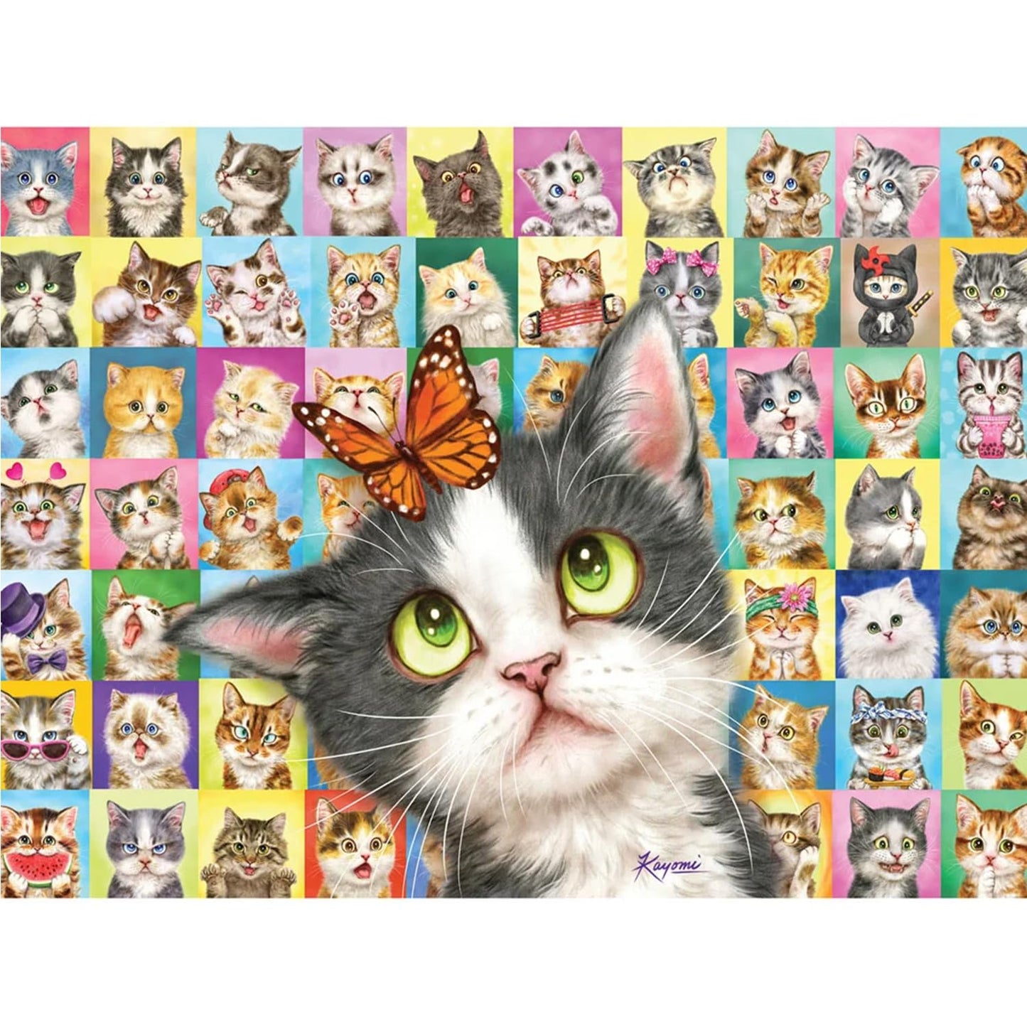 Bits and Pieces 300 Piece Puzzles for Adults 300 Large Pieces 18" x 24" Jigsaw Puzzles, Cats Kitten, No 2 Pieces Alike, Cat Collage