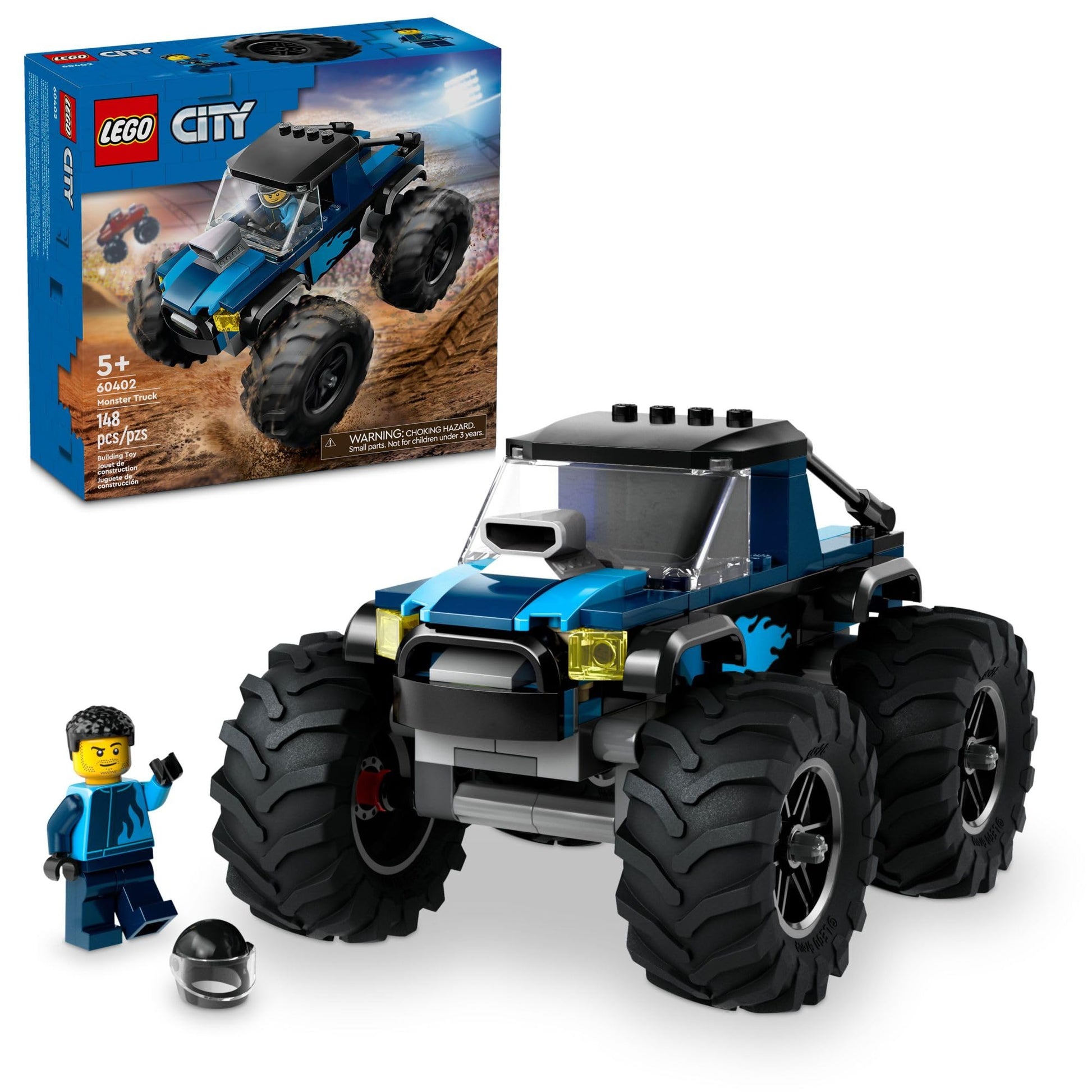 LEGO City Blue Monster Truck Off-Road Toy Playset with a Driver Minifigure, Imaginative Toys for Kids, Fun Gift for Boys and Girls Aged 5 Plus, Mini