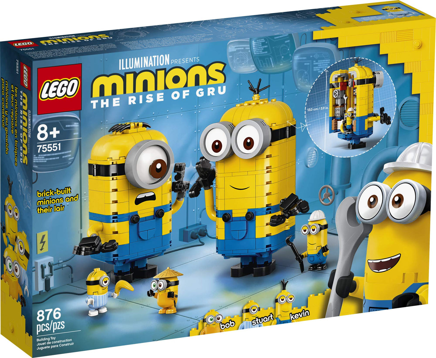 LEGO Minions: Brick-Built Minions and Their Lair (75551) Building Kit for Kids, Great Birthday Present for Kids Who Love Minion Toys and Kevin, Bob
