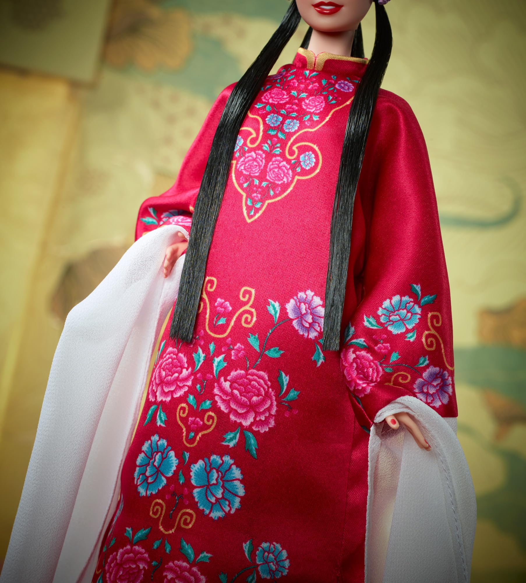 Barbie Signature Lunar New Year Doll in Red Floral Robe & Traditional Accessories Inspired by the Peking Opera, Collectible with Stand & Certificate