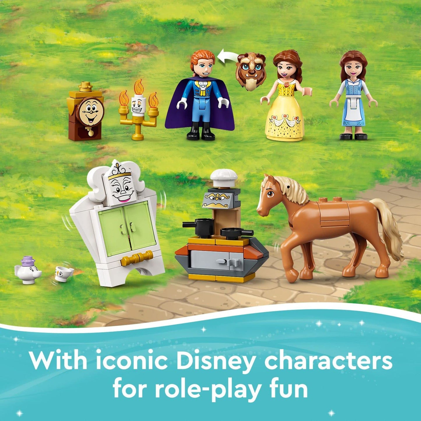 LEGO Disney Belle and The Beast’s Castle Building Toy 43196 Pretend Play Building Kit from The Beauty and The Beast Movie with Horse Toy, Disney