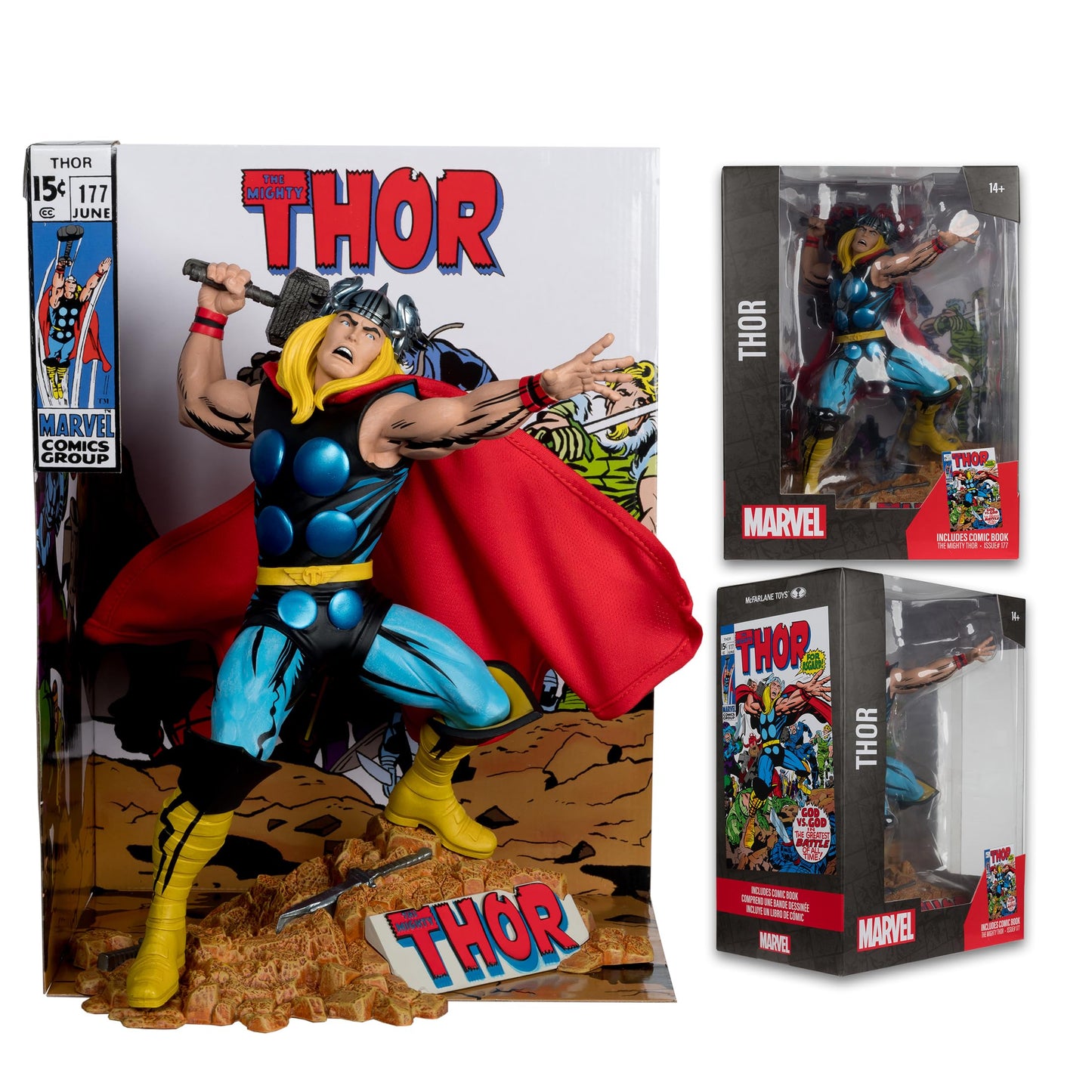 McFarlane Toys - Marvel Thor 1:6th Scale Collectible with Scene & Comic (The Mighty Thor #177)