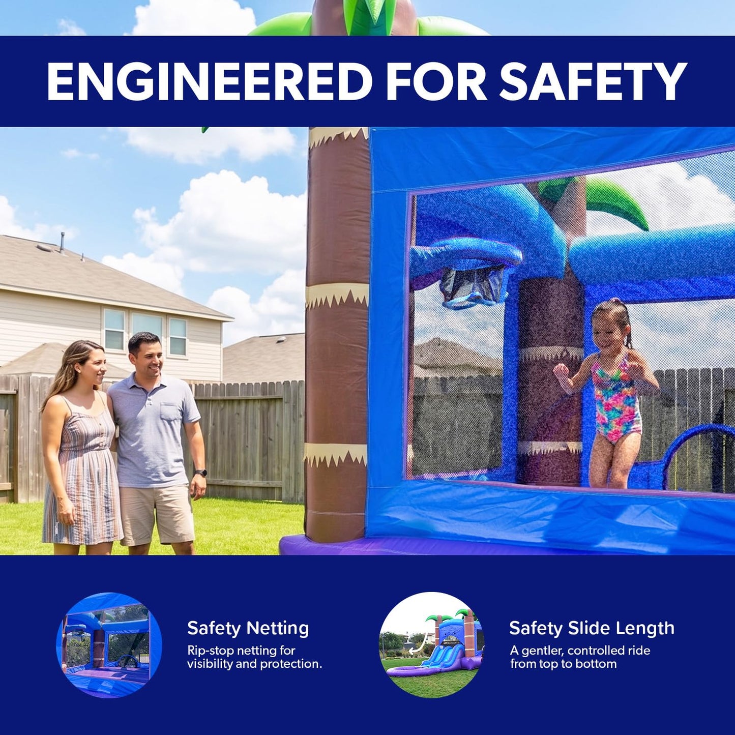 HeroKiddo 26x14 Enchanted Forest Inflatable Bounce House Dual Slide Pool