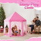 wilwolfer Princess Castle Play Tent for Girls Large Kids Play Tents Hexagon Playhouse with Star Lights Toys for Children Indoor Games (Pink)