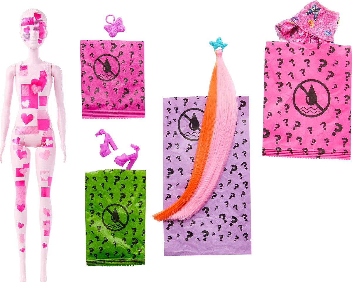 Barbie Color Reveal Doll & Accessories, Denim Series, Patchwork with 6 Surprises Including Color-Change (Styles May Vary)