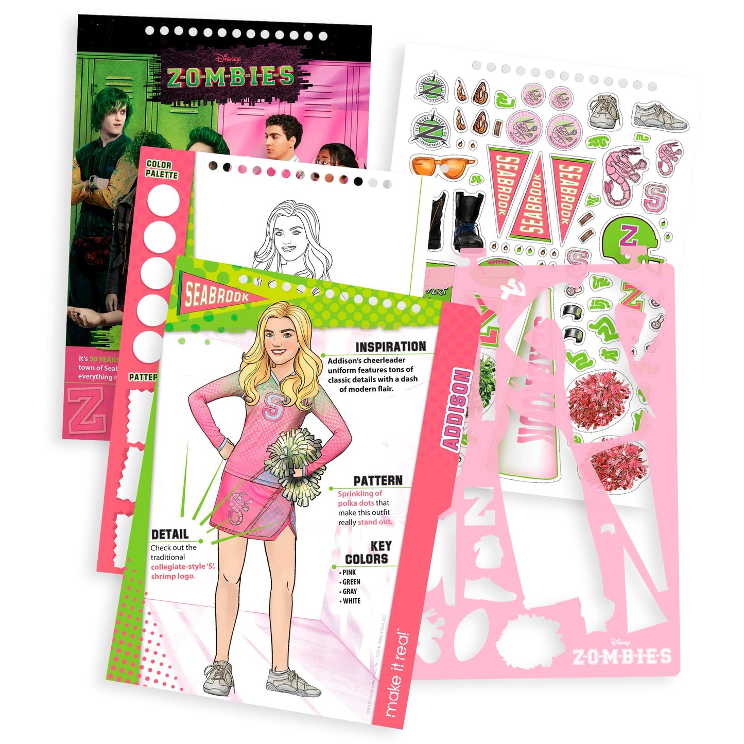 Make It Real Disney Zombies Fashion Design Sketchbook for Girls - Create Outfits for Addison & Bree with Stickers, Stencils, Design Guide - Creative