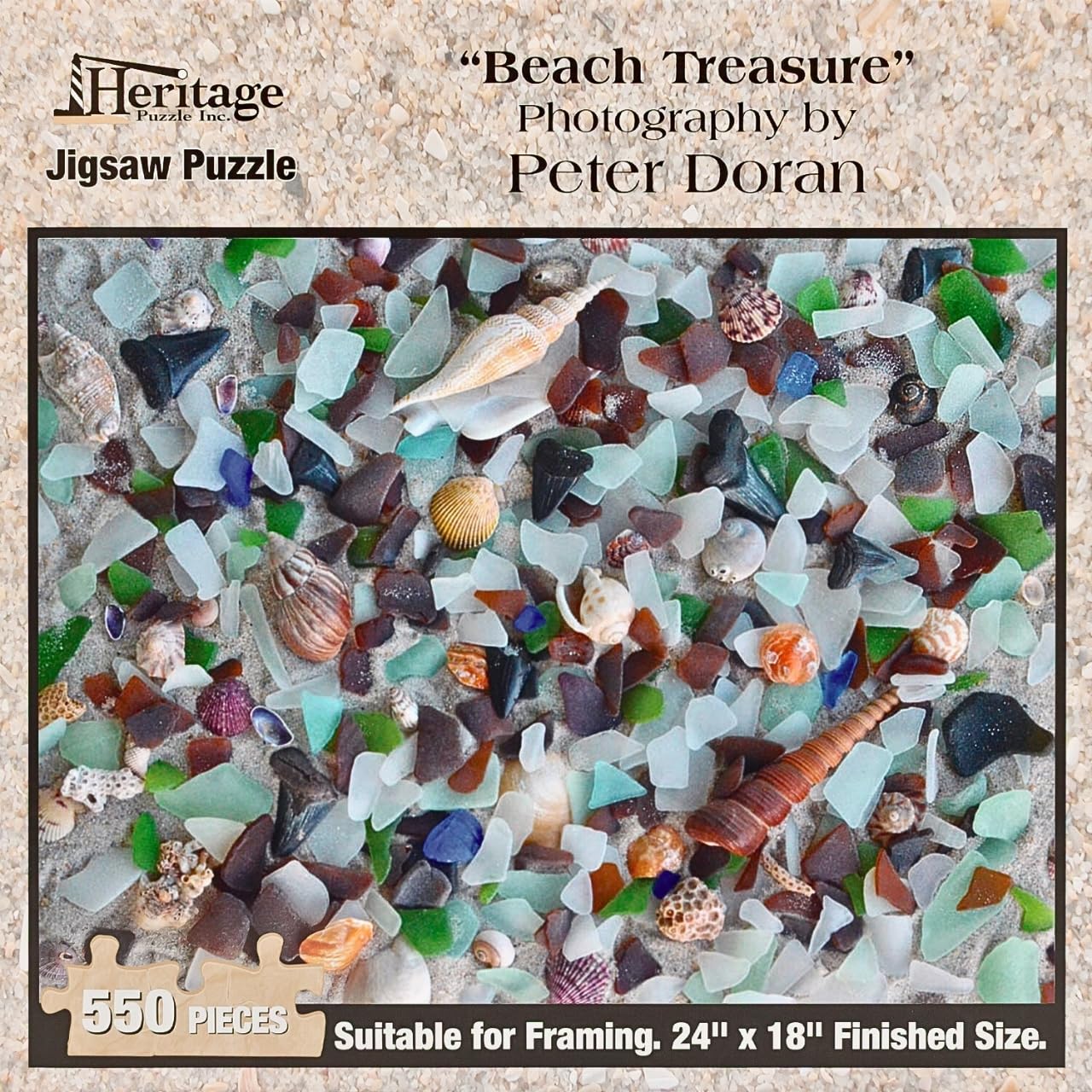 Heritage Puzzle - Beach Treasure by Peter Doran 550 Piece Puzzles for Adults - Sea Glass Coastal Theme, Relaxing Ocean Jigsaw Puzzles - Frameable