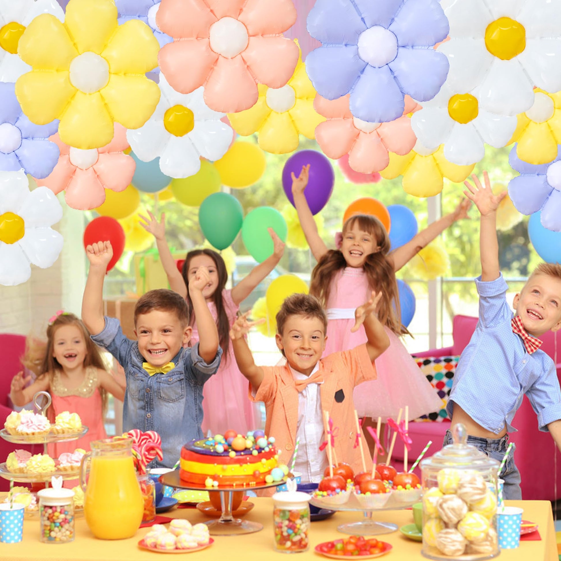 EUVBOKW 20 Pcs Daisy Balloons Flower Balloons Party Decorations