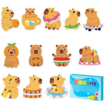 FFyhiinski CAPY Diamond Art Kits - 12Pcs CAPY 5D DIY Creative Art Craft Mosaic Sticker, Digital Diamond Parent Child Activity Kit, Beginner Craft