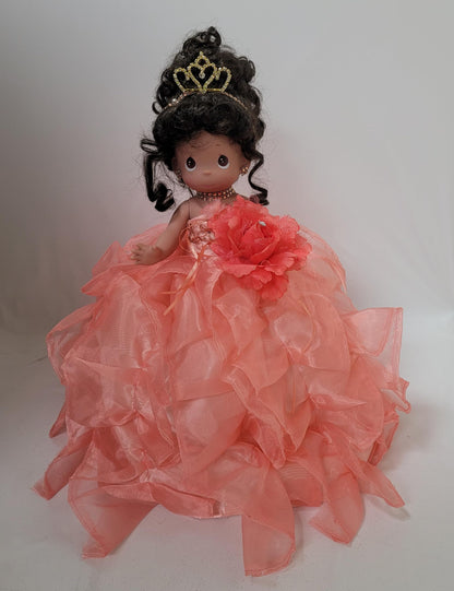 KINNEX COLLECTIONS SINCE 1997 17" Quinceañera Centerpiece Doll - Ruffled Gown, Mis Quince Años Table Decoration & Keepsake ARC8421-20R (Flamingo)