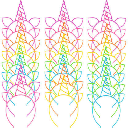 Zddaoole 24 Pcs Unicorn Headbands Unicorn Birthday Party Favors,Plastic Hairbands for Girls,Headware Accessories for Party Supplies Gift,Teens