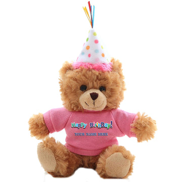 Plushland Plush Teddy Bear 6 Inches - Mocha Color for Birthday, Personalized Text, Name on T-Shirt, Party Favors Gift for Kids, Boys, Girls (Polka Dot