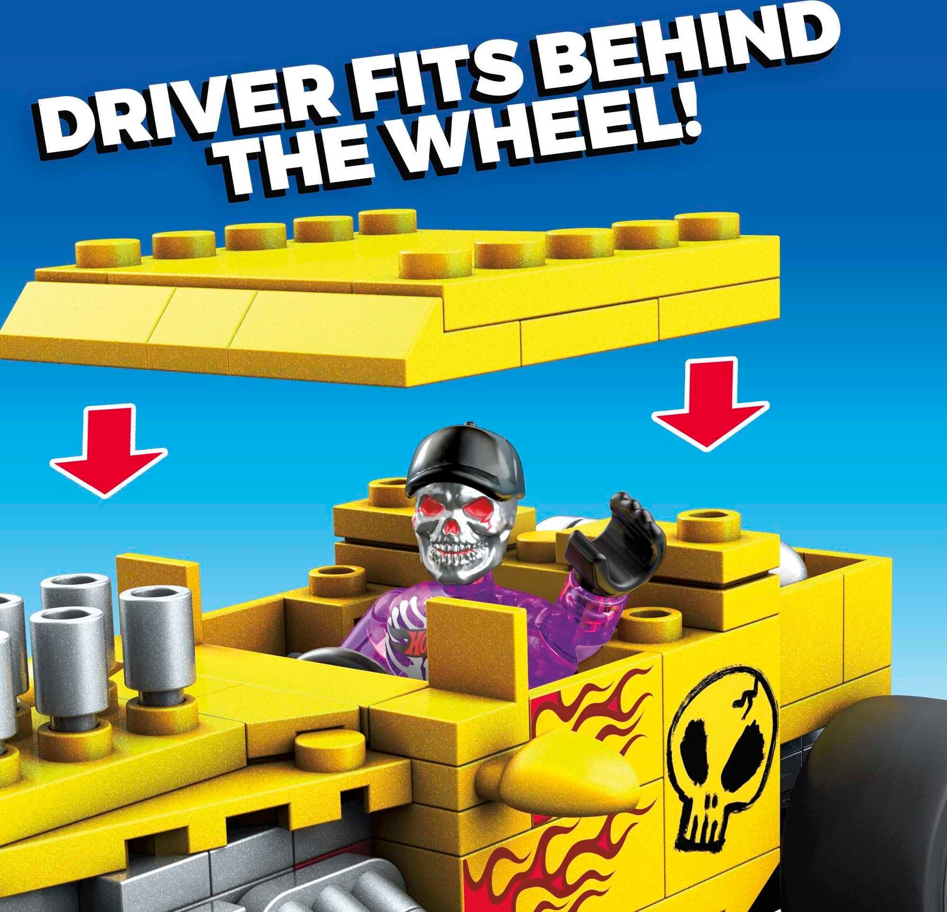MEGA Hot Wheels Bone Shaker Racecar Building Set with 111 Pieces with Micro Figure Driver Figure, Toy Gift Set for Ages 5 and Up