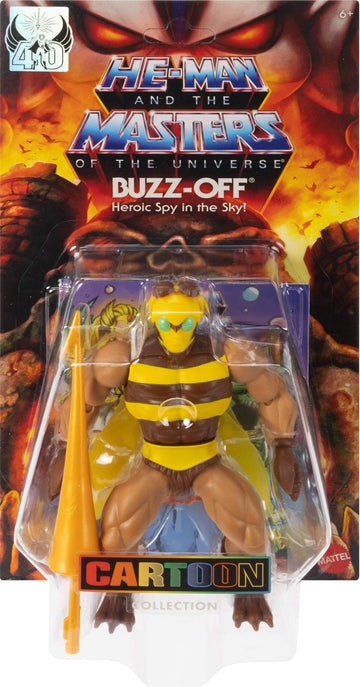 Masters of the Universe Origins Action Figure Buzz-Off Cartoon Collection, 5.5-inch 1980s TV Bee Leader Winged & Goggled with Javelin