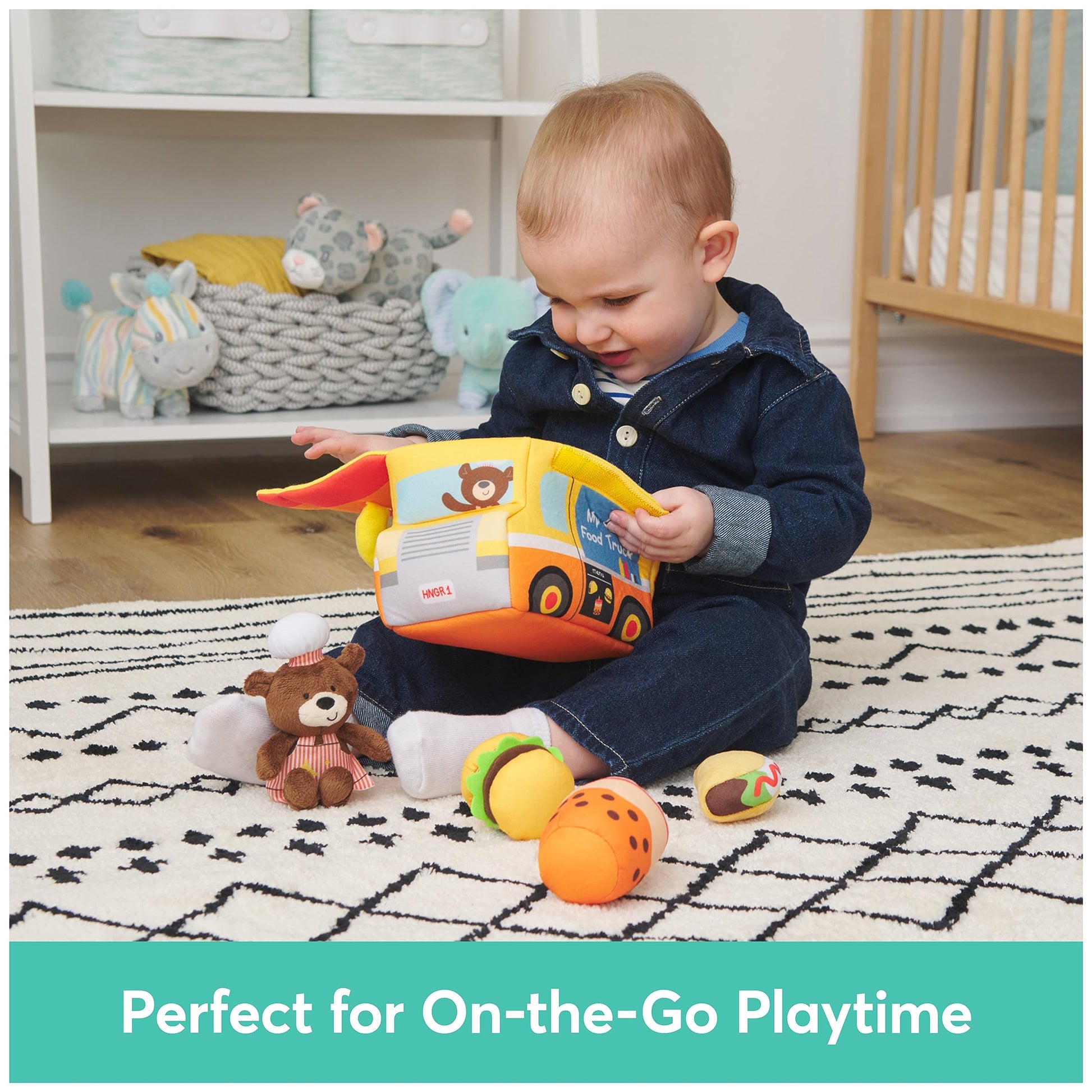 Baby GUND Play Soft Collection, My Little Food Truck 5-Piece Plush Playset with Rattle, Squeaker and Crinkle Sound Toys, Sensory Toy for Babies, 7.5”