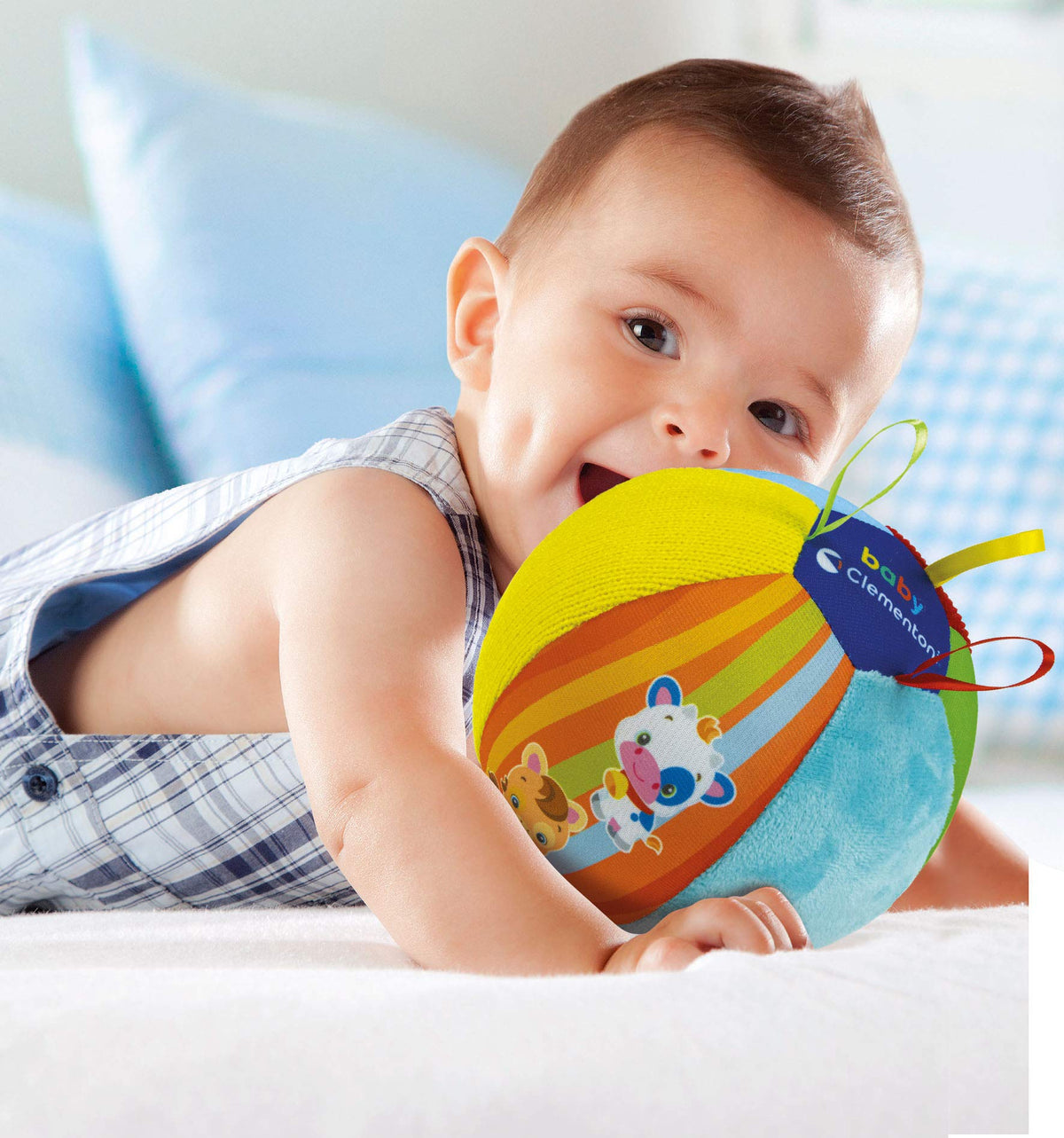 Clementoni Fabric for Babies, Musical Animals, Soft Musical Ball for Crawling, Children 3 Months+, Multicoloured, 17464