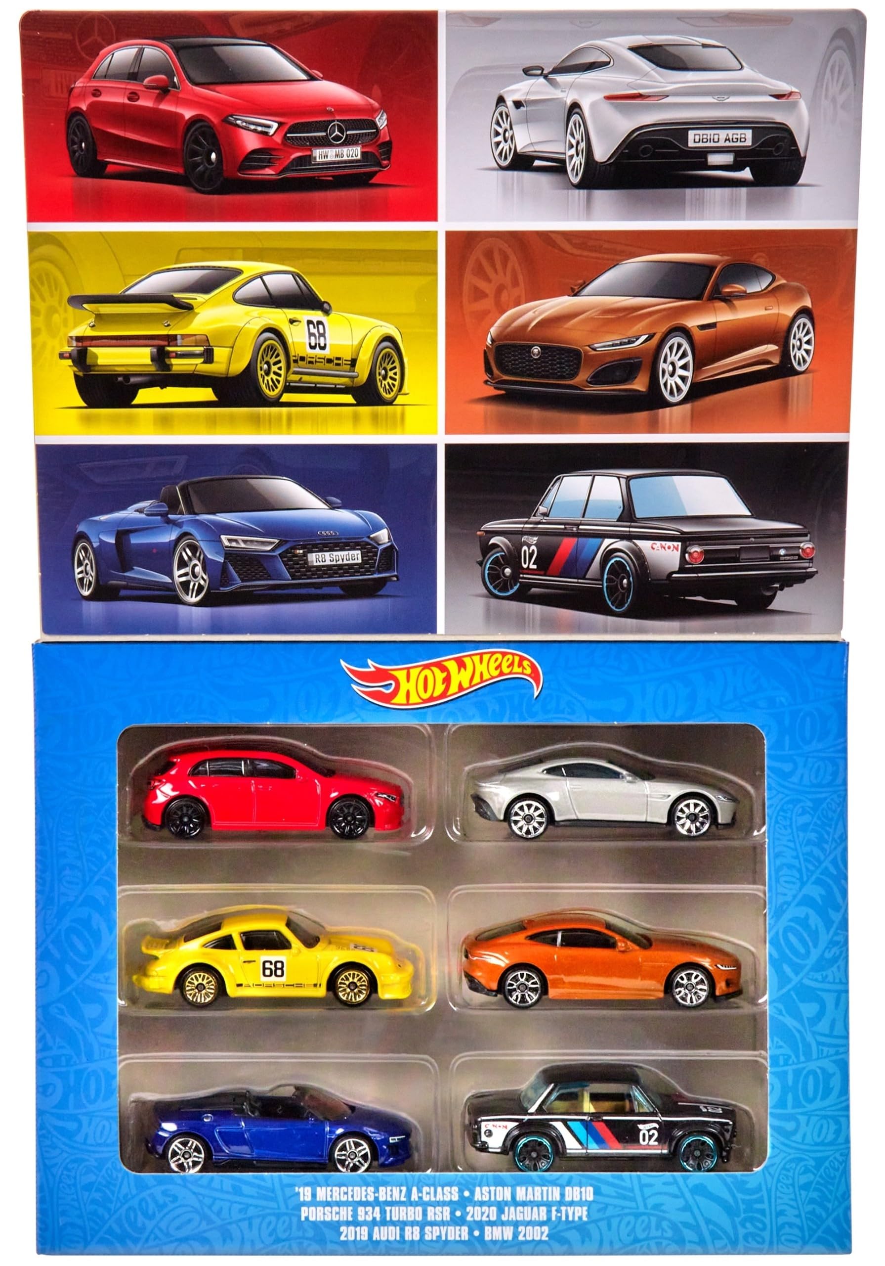Hot Wheels European Car Culture Multipack - 6 Toy Cars in 1:64 Scale Tribute to The European Automotive Industry, Gift for Children from 3 Years