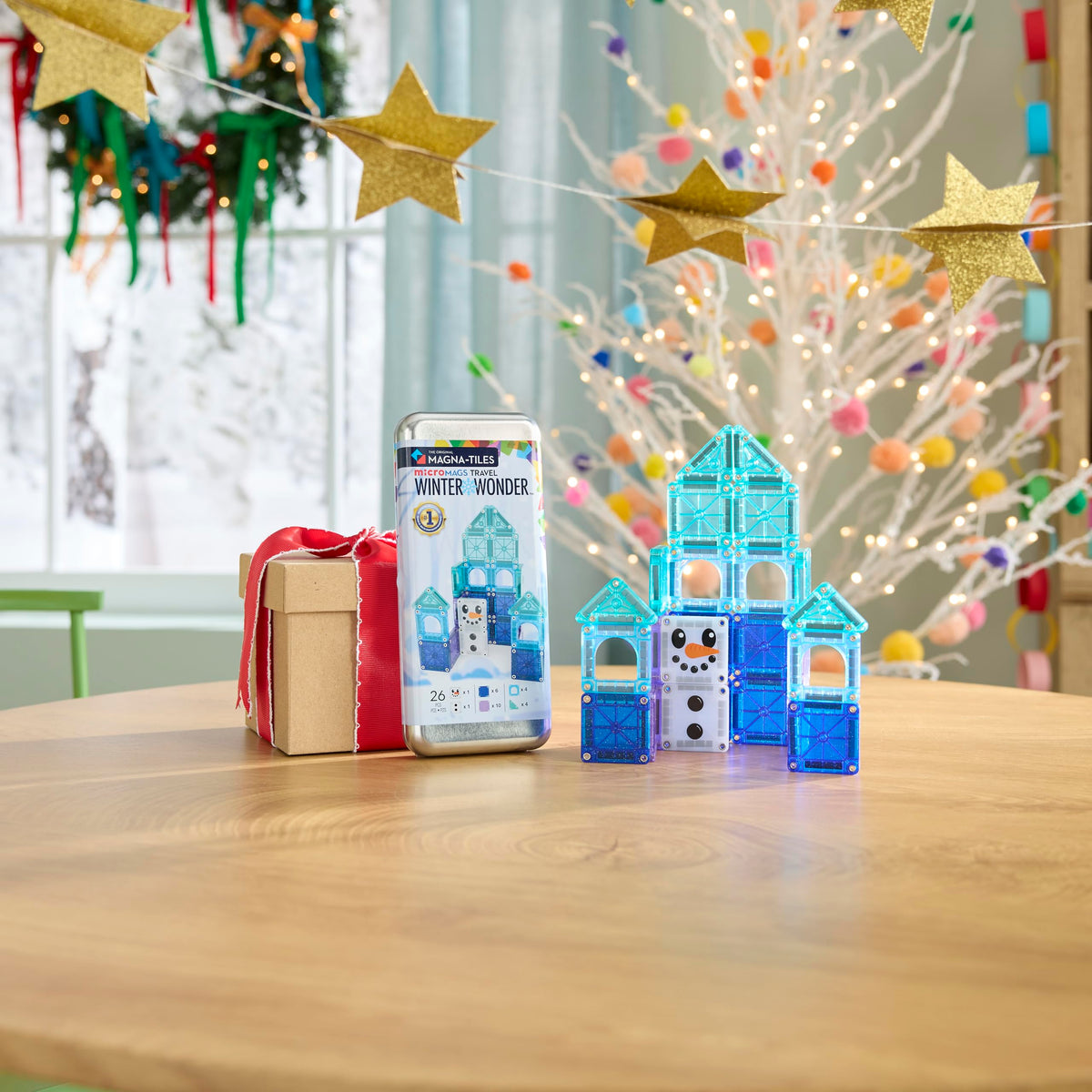 MAGNA-TILES microMAGS 26-Piece Winter Wonder Travel Set, The Original Magnetic Building Brand - 12 Pack