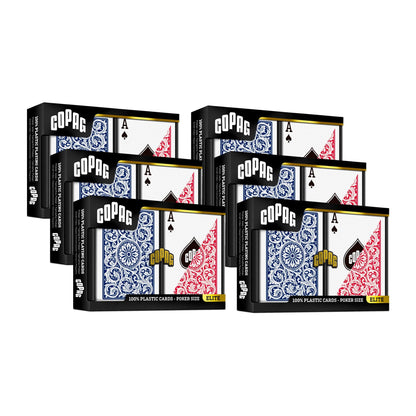 Copag 1546 Design 100% Plastic Playing Cards, Poker Size (Standard) Red/Blue (Regular Index, 6 Sets)