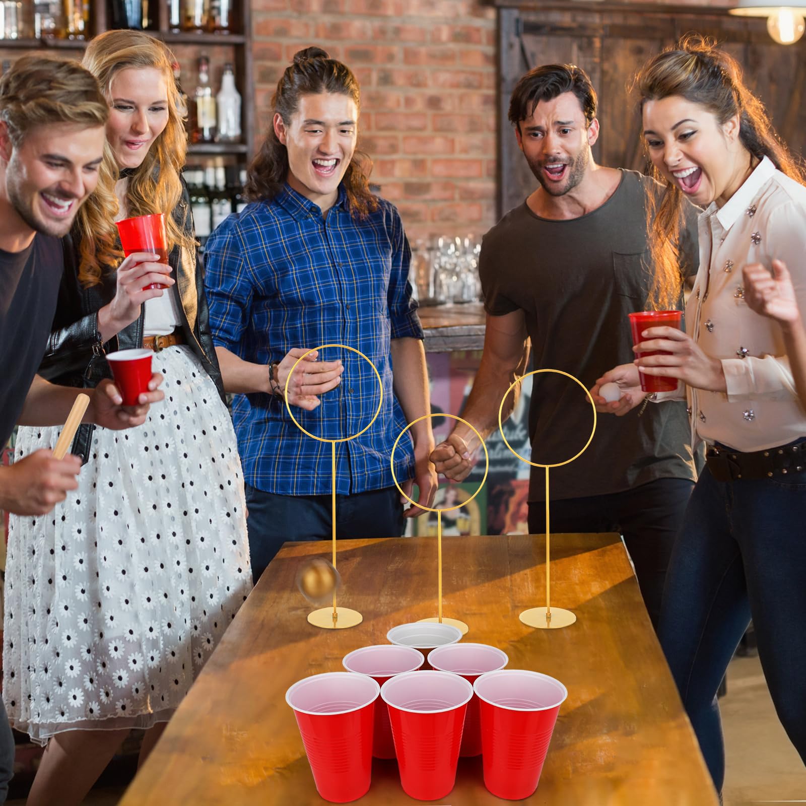 XEFINAL Party Beverage Pong Game Set with 3 PCS Large Goal Posts for Indoor Outdoor Party Cup Pong Throwing Game for Wizard Theme Party House Parties