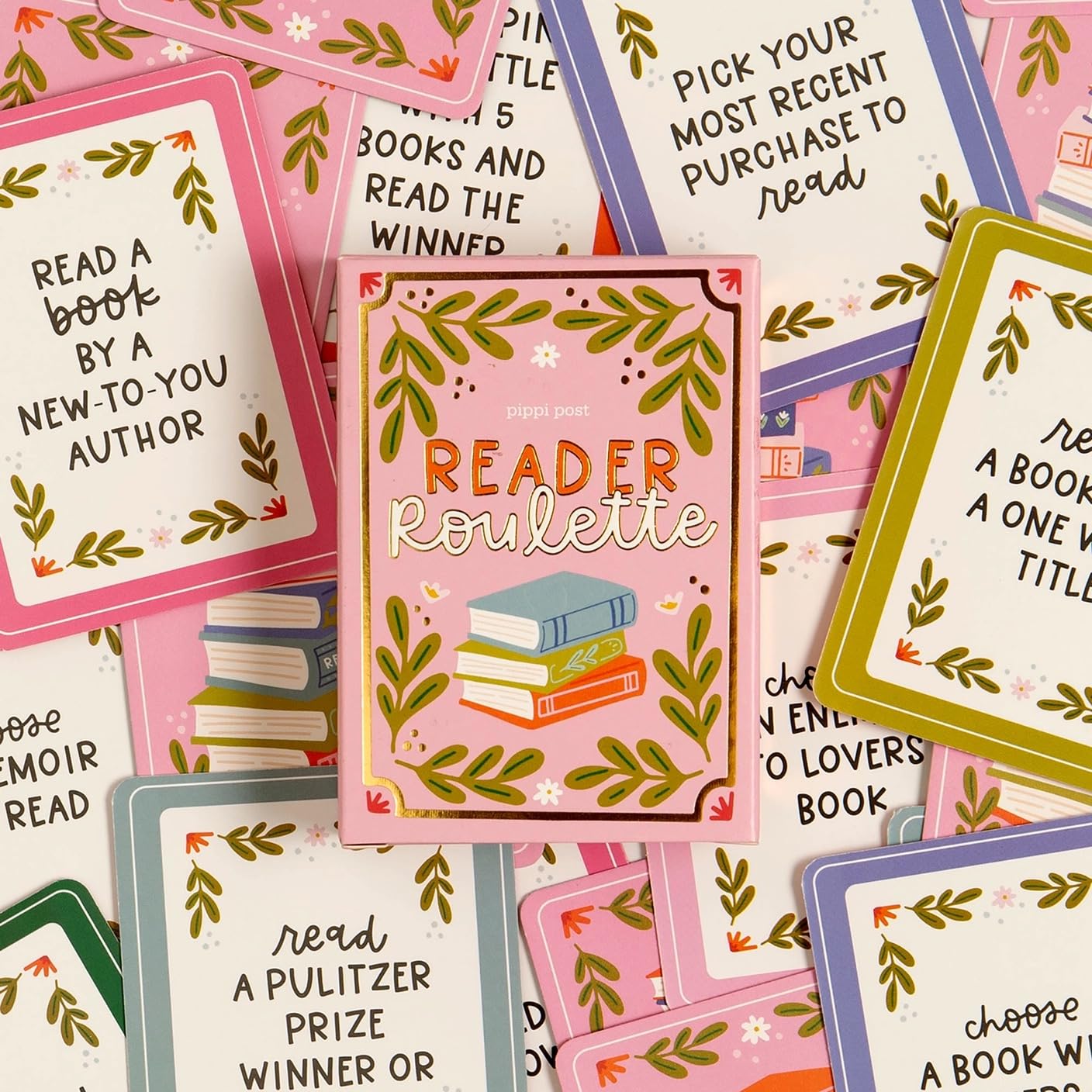 Pippi Post Reader Roulette Card Game, 54 Prompt Cards to Choose Next Book