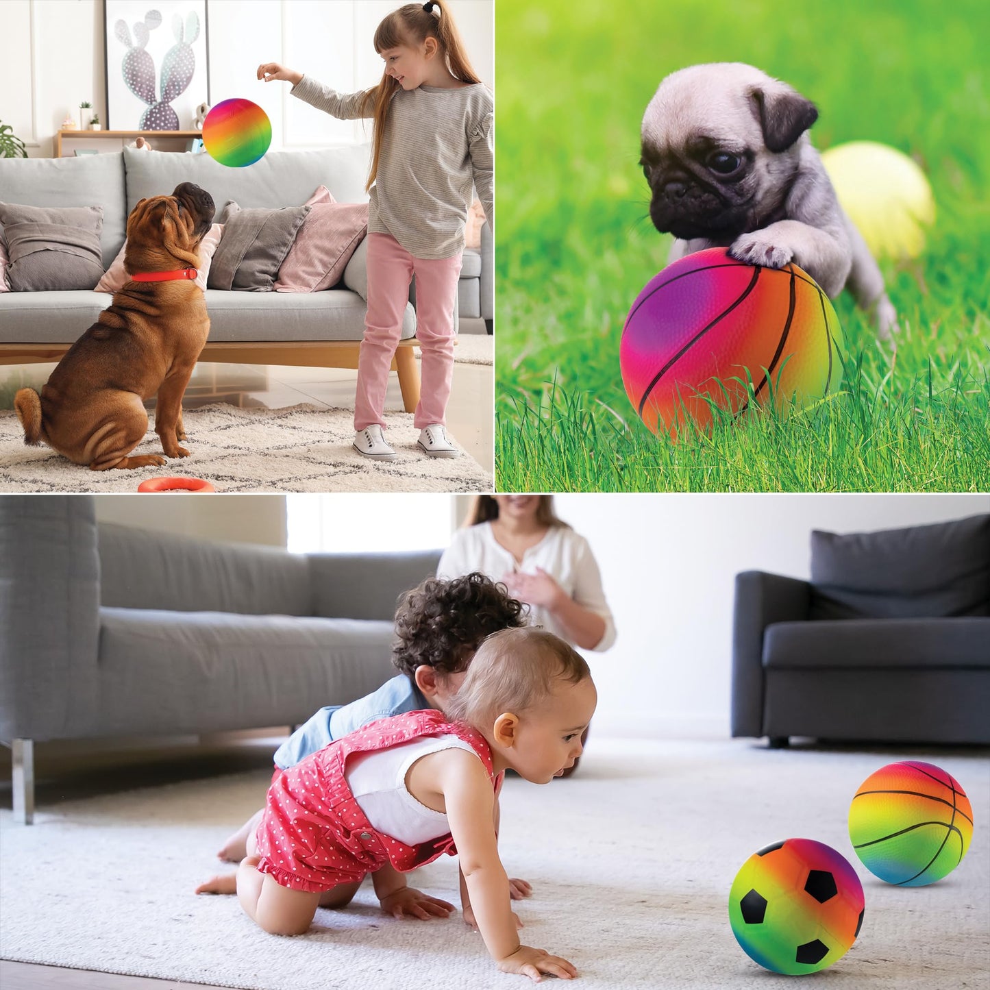Bedwina 5-Inch Mini Sports Ball Set (4-Pack) with Pump for Toddlers & Kids
