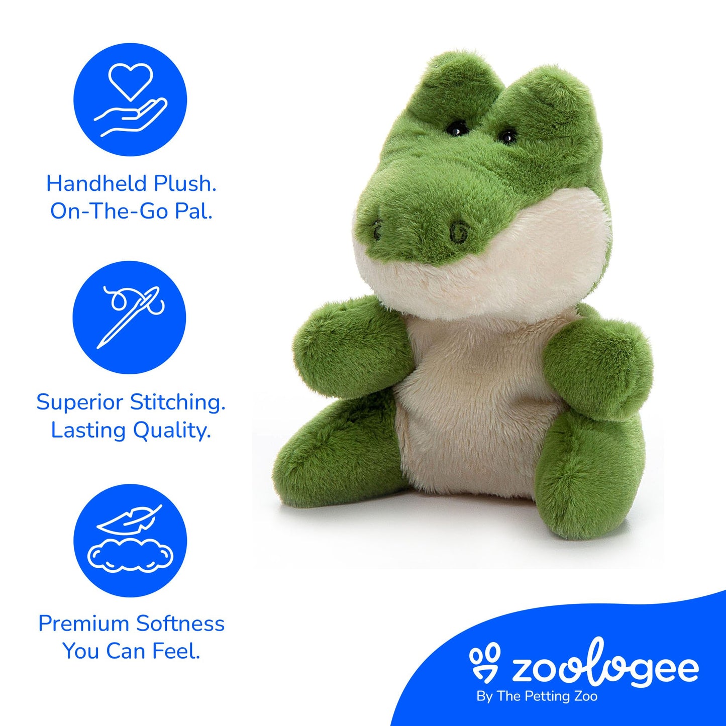 The Petting Zoo Alligator Stuffed Animal Plushie, Gifts for Kids, Nuggetz Wildlife Animals, Green Gator Plush Toy 6 Inches