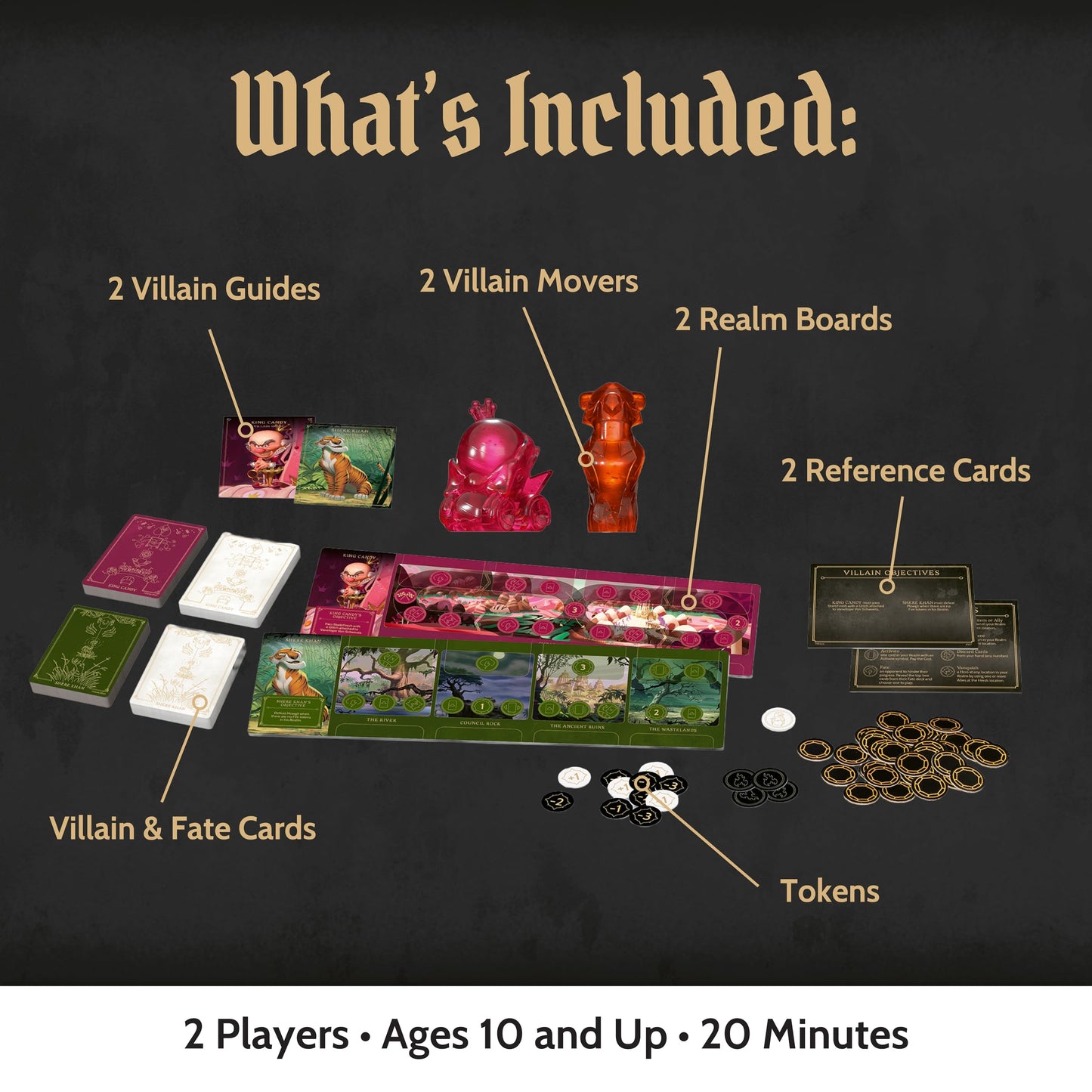 Ravensburger Disney Villainous - Sugar & Spite Strategy Board Game - Compatible with Other Villainous Games - with King Candy or Shere Khan - 2019 Toy