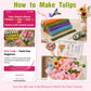 800 PCS Pipe Cleaner Flower Kit, 12 Colors Chenille Stems Craft Kit with Floral Stems, Tape, Stamens, Ribbons, Manual - Make DIY Flowers