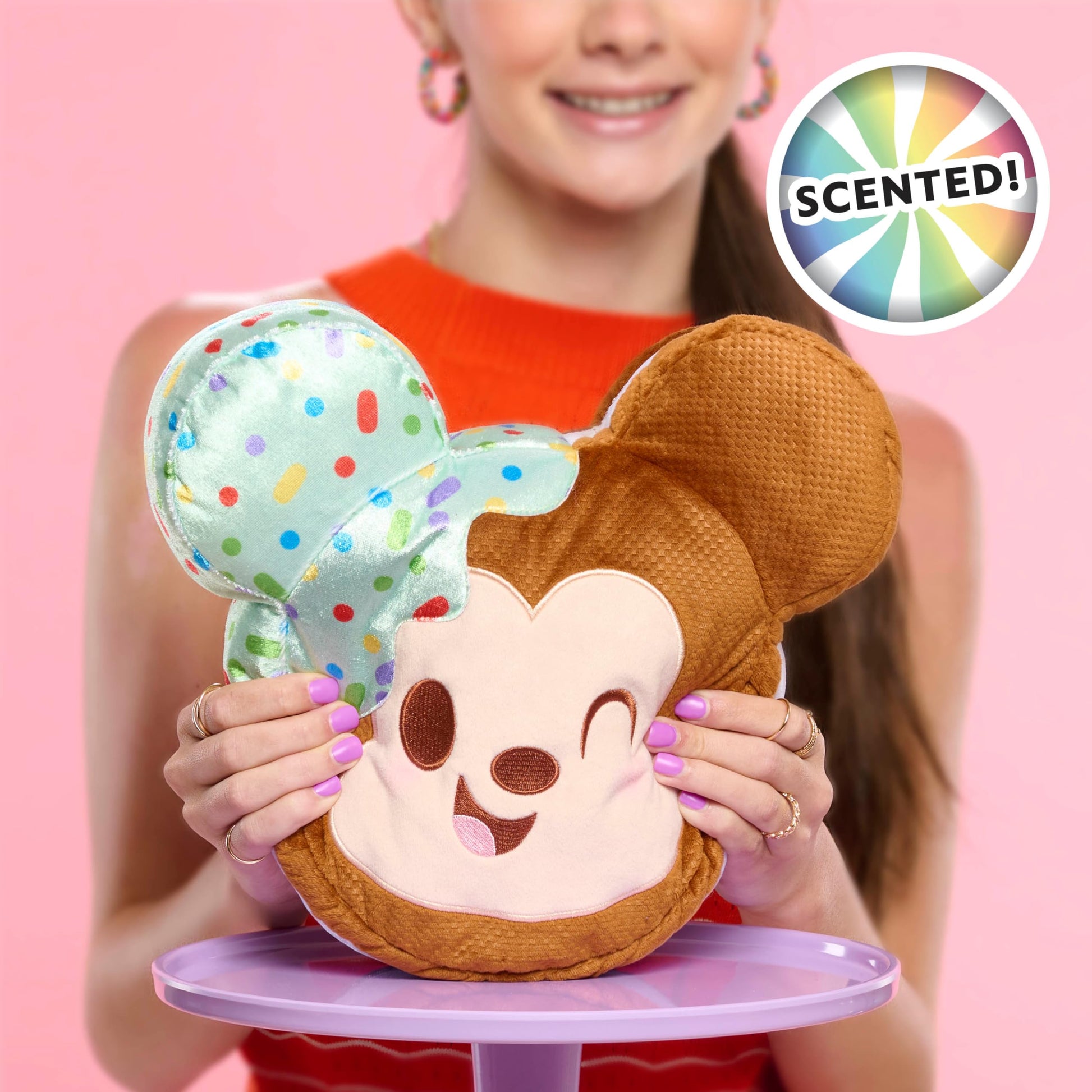 Disney Munchlings Squeeze-A-Munch Large Scented Mint Dipped Ice Cream Sandwich Mickey Mouse 10-inch Plush, Kids Toys for Ages 0+ by Just Play