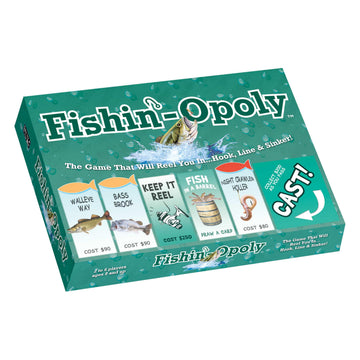 Late for the Sky Fishin'-Opoly Fishing Board Game for Families, 2-6 Players, Ages 8+, Funny Property Trading Strategy Game, Great Gift for Anglers