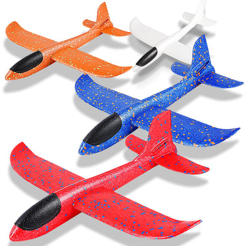 IJRPLM 4 Pack Foam Airplanes, 17.5 Inch Airplane Toys, 2 Flight Modes Glider Plane Flying Toy, Large Throwing Foam Plane for Kids 3-7 Year Olds