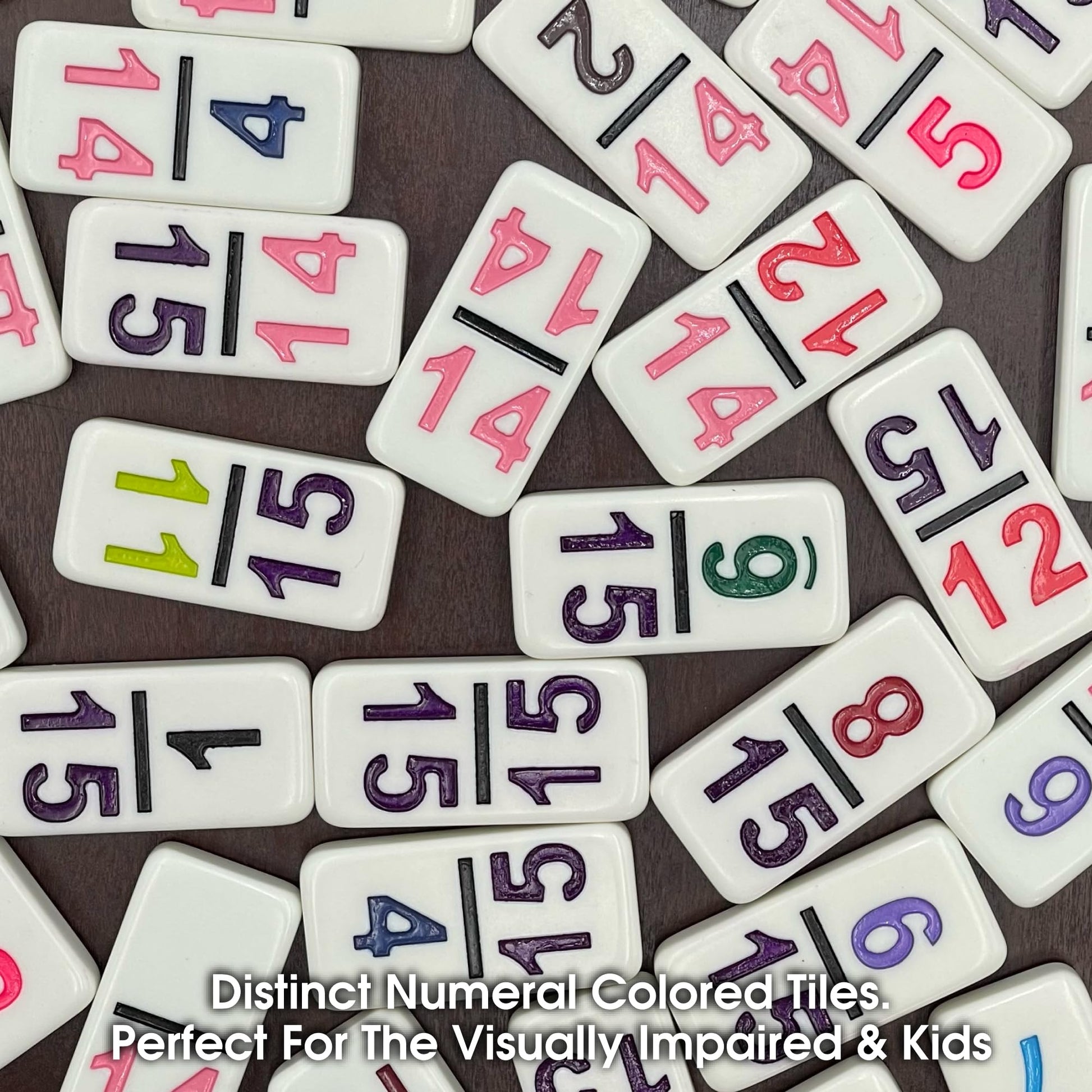 CHH 15 Professional Double Domino with Color Numbers - 136 Pieces Domino Set for All Ages