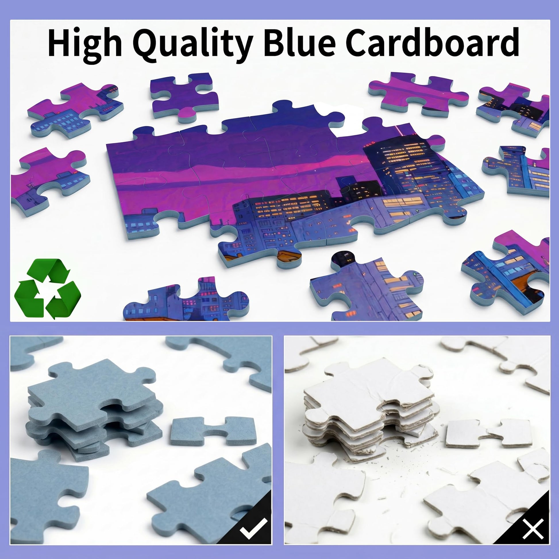 500 Piece Puzzle for Adults, Vibrant Neon Cityscape, Embossed Texture, Premium Matte Finish, Fun and Challenging Jigsaw Puzzles for Great Gift Idea