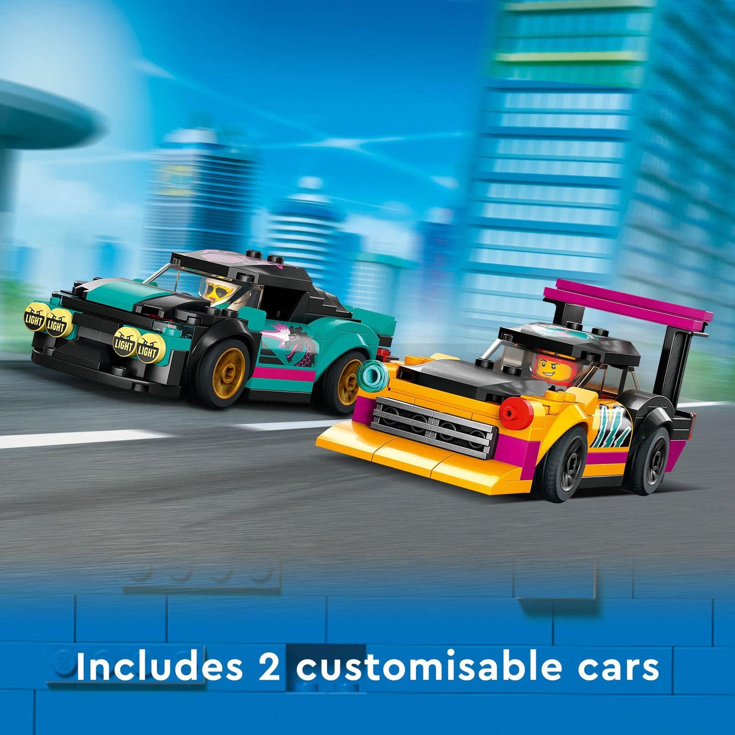 LEGO City Custom Car Garage 60389, Toy Garage Building Set with 2 Customizable Cars and Car Accessories, Pretend Play Mechanic Toy with 4 Minifigures