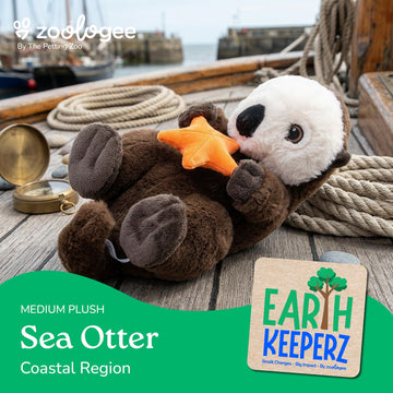 The Petting Zoo Sea Otter Stuffed Animal Plushie, Gifts for Kids, Earth Keeperz Sealife Animals, Zoologee Brown Sea Otter Plush Toy, 14 inches