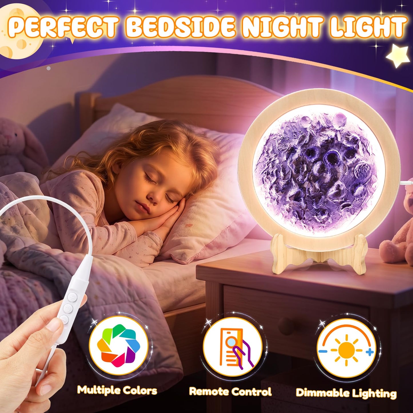 HCHILDHOOD DIY Moon Lamp Night Light Kit, Make Your Own Moon Lamp with Colourful RGB Light Arts and Crafts for Kids Ages 3-12, Creative Activity