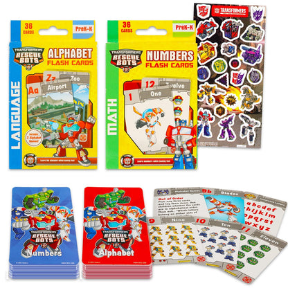 Hasbro Transformers Flash Cards Super Set Toddler Kids - Bundle with 72 Flashcards (2 Packs) Featuring Alphabet and Numbers for Pre-K Boys, Girls Plus