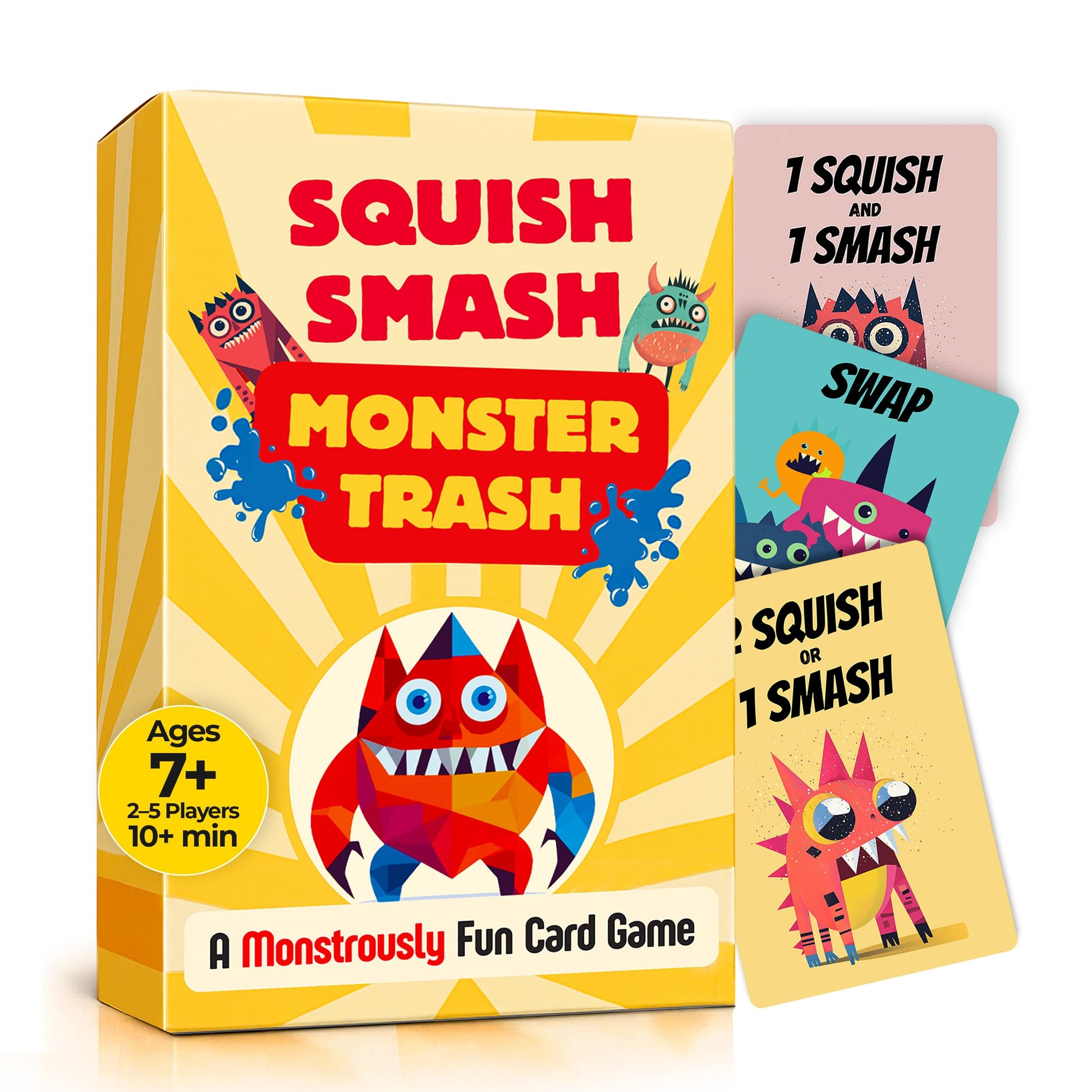 HIBULL Squish Smash Monster Trash - A Card Game of Fast Chain-Reactions | Fun Family Game for Kids & Adults | Travel Friendly | Ages 7+, 2-5 Players