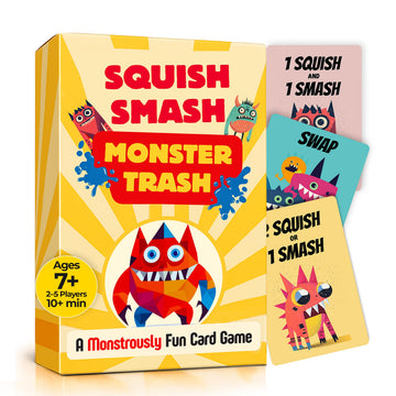 HIBULL Squish Smash Monster Trash - A Card Game of Fast Chain-Reactions | Fun Family Game for Kids & Adults | Travel Friendly | Ages 7+, 2-5 Players