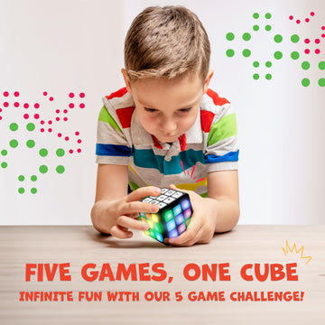 FLASHDASH Flashing Cube Electronic Memory and Brain Game - 4-in-1 Handheld Stem Toys for Kids - Cool Gadgets, Games for Boys and Girls - Fun Family