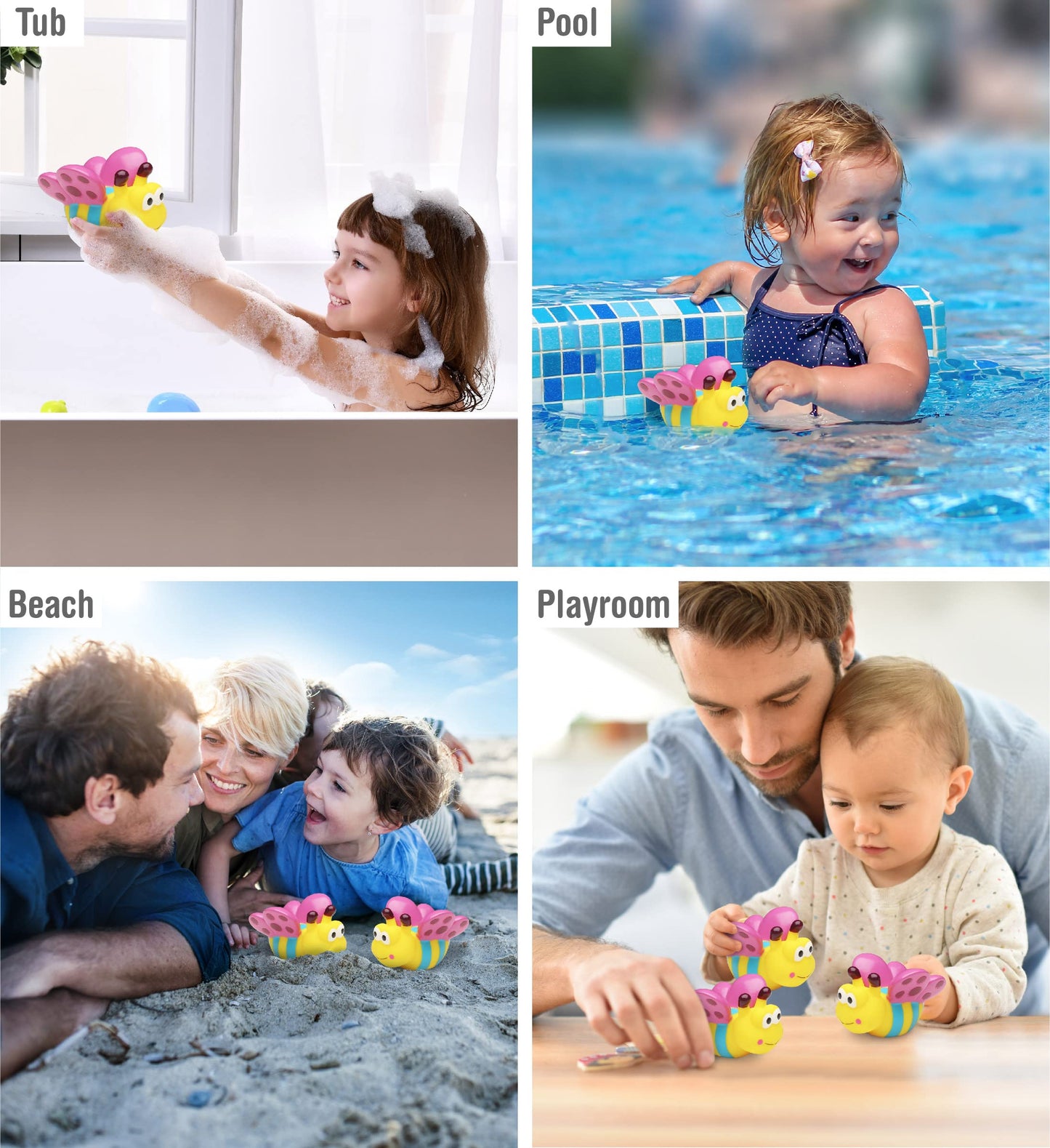 DolliBu Butterfly Bath Buddy Squirter - Floating Colorful Butterfly Rubber Bath Toy Fun Water Squirting Bathtime Play For Toddlers Cute & Soft Insect