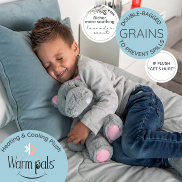 Hippo - Microwavable & Weighted Plush Stuffed Animal - Heated Plushie for Warmth - Cute, Soft, Cozy Toy for Adults & Children (Boys, Girls