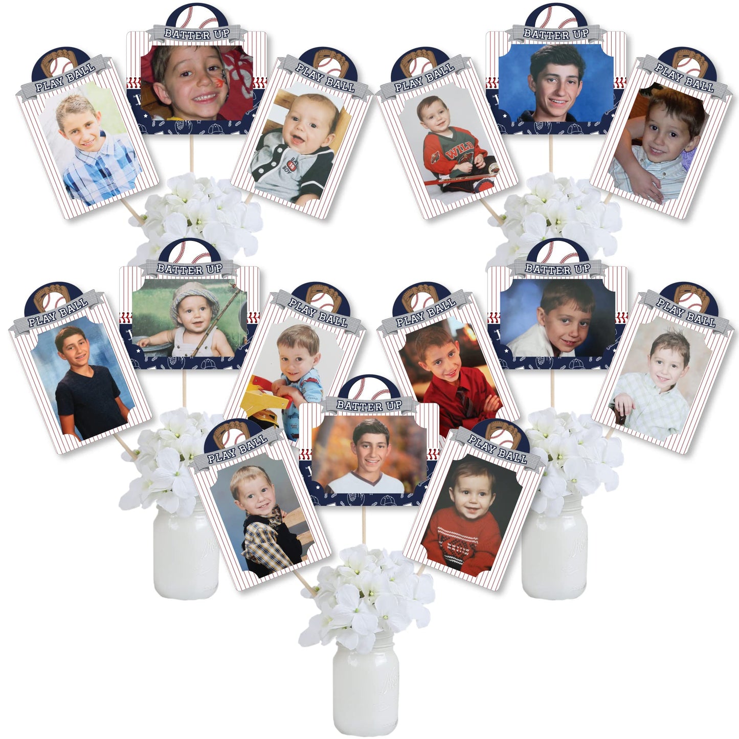 Big Dot of Happiness Batter Up - Baseball - Baby Shower or Birthday Party Picture Centerpiece Sticks - Photo Table Toppers - 15 Pieces