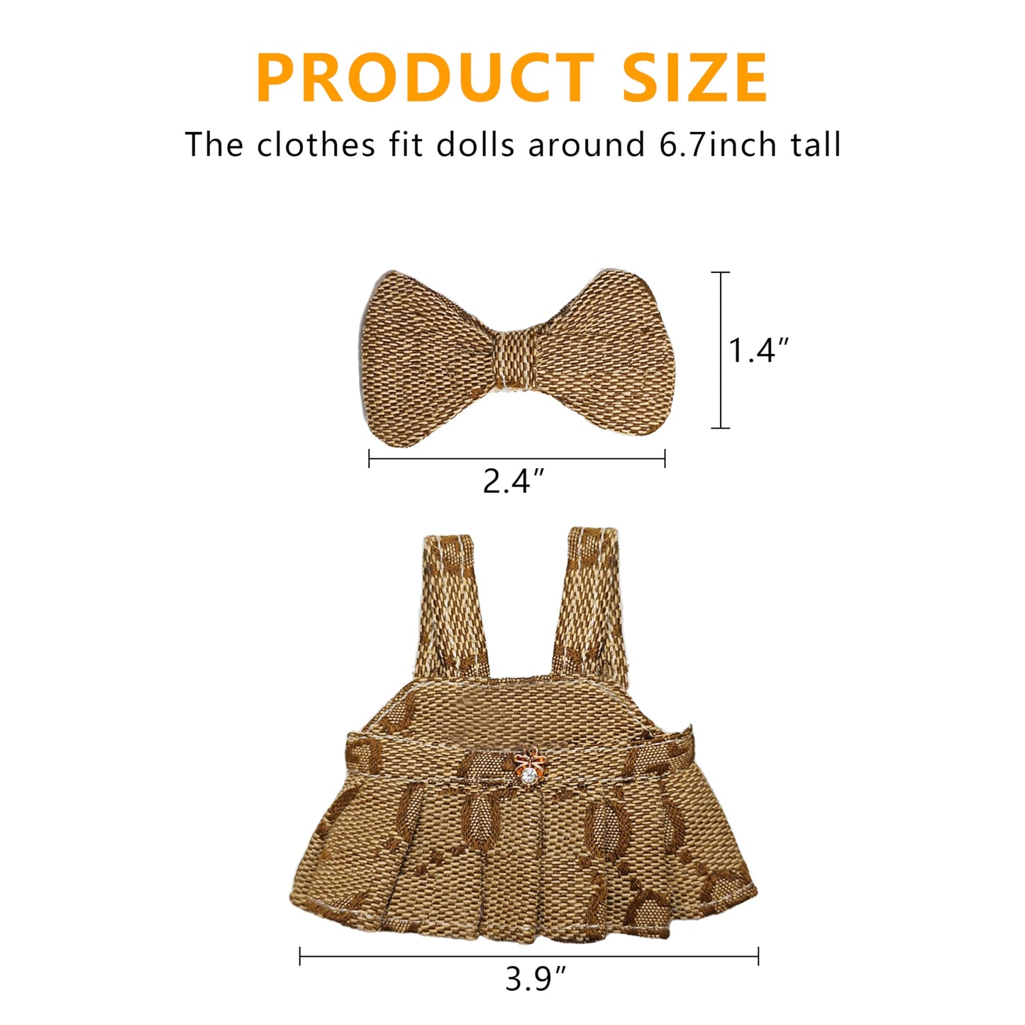 Treayes 17cm Doll Clothes - Princess Dress with Velvet Hair Bow, Party Outfits for 6.7 Inch Dolls, Luxury Chic Style Set, High-End Fashion Accessories