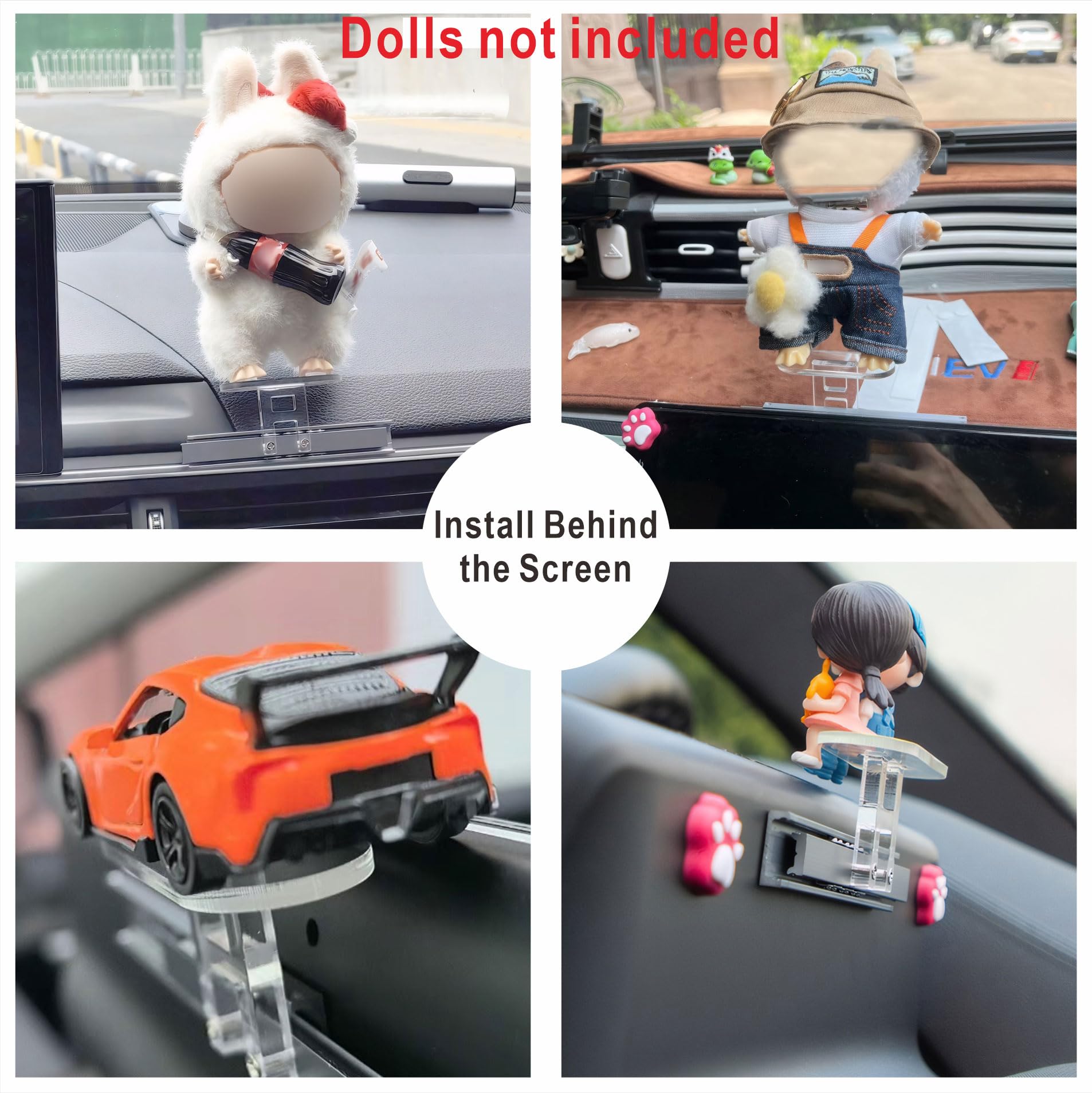 Dincken Sliding Base for 17cm/6.69in Dolls (No Doll), Accessories for 6.69in Dolls, Slideway for Small Dolls and Dashboard Ornaments (for Screen Rear